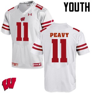 Youth Wisconsin Badgers Jazz Peavy #11 White College Jerseys 431064-331