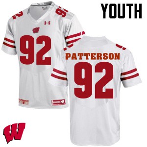 Youth Wisconsin Badgers Jeremy Patterson #92 Stitched White Jersey 317690-218