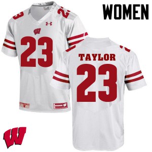 Women's Wisconsin Badgers Jonathan Taylor #23 White University Jersey 887478-640