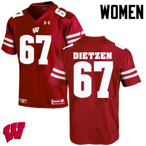 Women's Wisconsin Badgers Jon Dietzen #67 Football Red Jersey 448460-913