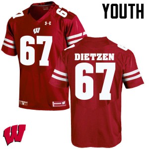 Youth Wisconsin Badgers Jon Dietzen #67 Football Red Jersey 683837-122