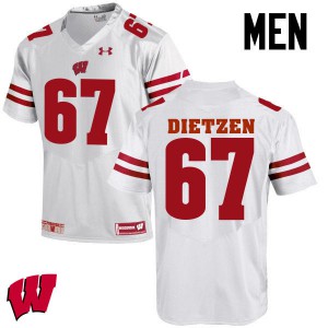 Mens Wisconsin Badgers Jon Dietzen #67 Stitched White Jersey 937802-212