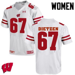 Women's Wisconsin Badgers Jon Dietzen #67 White Embroidery Jersey 756813-296