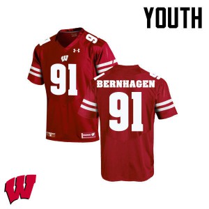 Youth Wisconsin Badgers Josh Bernhagen #91 Stitched Red Jersey 678183-464