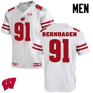 Mens Wisconsin Badgers Josh Bernhagen #91 White Stitched Jersey 805295-928