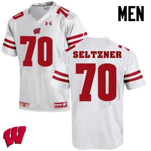 Mens Wisconsin Badgers Josh Seltzner #70 White Embroidery Jersey 812736-302