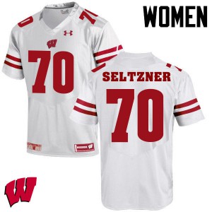Women's Wisconsin Badgers Josh Seltzner #70 White Stitched Jerseys 520758-834