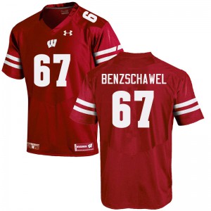 Men's Wisconsin Badgers JP Benzschawel #67 Embroidery Red Jerseys 499766-242