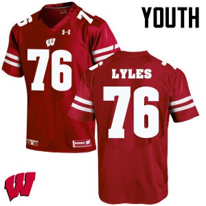 Youth Wisconsin Badgers Kayden Lyles #76 Stitched Red Jersey 815855-593