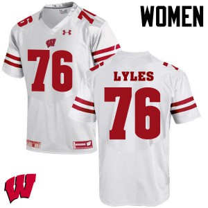 Womens Wisconsin Badgers Kayden Lyles #76 Official White Jerseys 574809-230