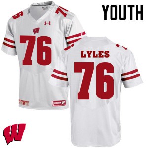 Youth Wisconsin Badgers Kayden Lyles #76 White Stitched Jersey 547219-916