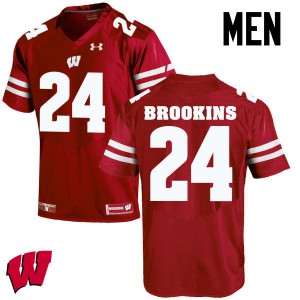 Mens Wisconsin Badgers Keelon Brookins #24 Red NCAA Jerseys 324737-447