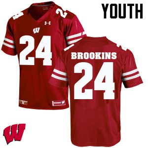 Youth Wisconsin Badgers Keelon Brookins #24 Red Stitched Jersey 795005-945