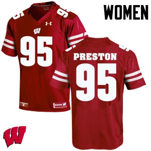 Womens Wisconsin Badgers Keldric Preston #95 Red Official Jersey 299487-426