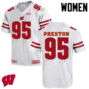 Womens Wisconsin Badgers Keldric Preston #95 NCAA White Jerseys 101166-549