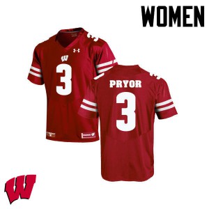 Women's Wisconsin Badgers Kendric Pryor #3 Red Stitch Jersey 239774-995