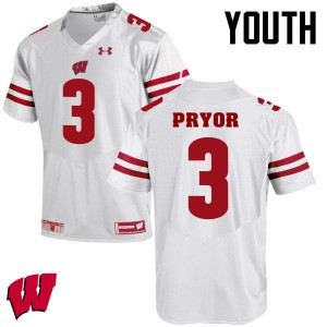 Youth Wisconsin Badgers Kendric Pryor #3 White Football Jersey 837594-281