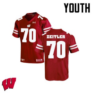 Youth Wisconsin Badgers Kevin Zeitler #70 Red Embroidery Jersey 546933-159