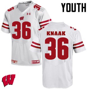 Youth Wisconsin Badgers Kobe Knaak #36 White High School Jersey 536594-419