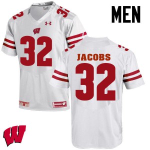 Mens Wisconsin Badgers Leon Jacobs #32 White Player Jersey 629708-774