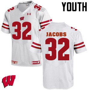 Youth Wisconsin Badgers Leon Jacobs #32 White Football Jerseys 999659-467