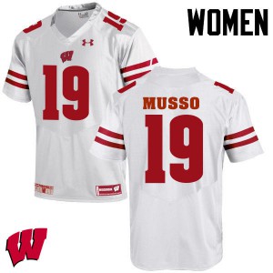 Womens Wisconsin Badgers Leo Musso #19 Stitched White Jerseys 755007-229