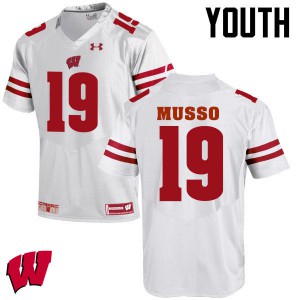 Youth Wisconsin Badgers Leo Musso #19 Official White Jerseys 255801-873