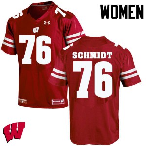 Women Wisconsin Badgers Logan Schmidt #76 Football Red Jersey 290534-274