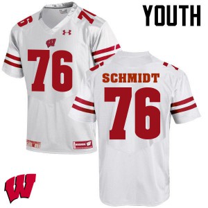 Youth Wisconsin Badgers Logan Schmidt #76 White Player Jersey 589106-451