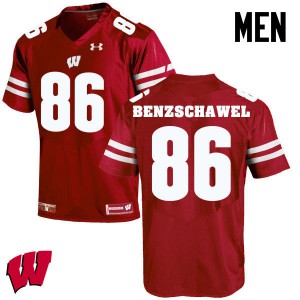 Mens Wisconsin Badgers Luke Benzschawel #90 College Red Jersey 292710-700