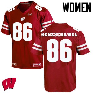 Women Wisconsin Badgers Luke Benzschawel #90 Official Red Jerseys 556815-718