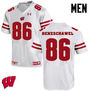 Mens Wisconsin Badgers Luke Benzschawel #90 White Player Jersey 306265-343