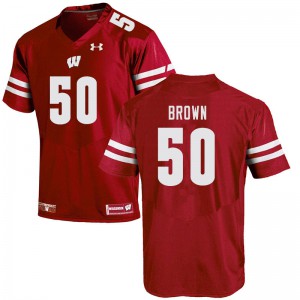 Mens Wisconsin Badgers Logan Brown #50 Red University Jersey 627499-534