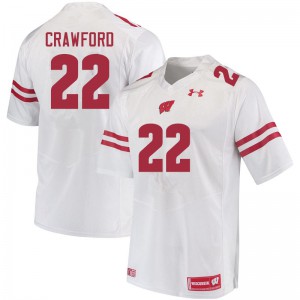 Mens Wisconsin Badgers Loyal Crawford #22 College White Jerseys 424742-891