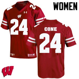 Women Wisconsin Badgers Madison Cone #24 Stitched Red Jerseys 169108-441
