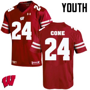 Youth Wisconsin Badgers Madison Cone #24 Red Stitch Jersey 371638-308