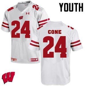 Youth Wisconsin Badgers Madison Cone #24 White Stitched Jerseys 367660-248