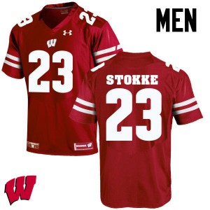 Mens Wisconsin Badgers Mason Stokke #23 Official Red Jersey 692147-780