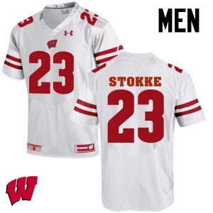 Mens Wisconsin Badgers Mason Stokke #23 White Official Jerseys 425416-885