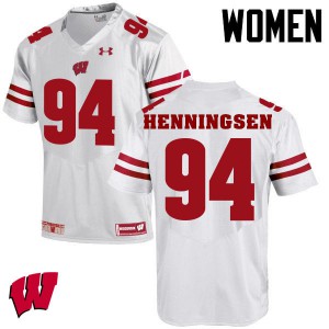 Women Wisconsin Badgers Matt Henningsen #94 White High School Jersey 747293-567