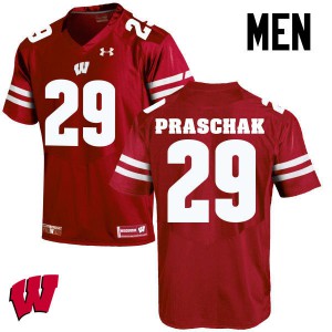 Men's Wisconsin Badgers Max Praschak #29 Red Embroidery Jerseys 699789-500