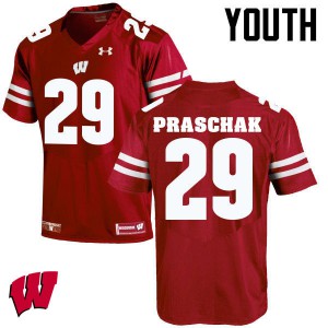 Youth Wisconsin Badgers Max Praschak #29 Stitch Red Jerseys 885908-391