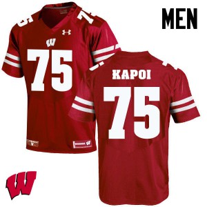 Mens Wisconsin Badgers Micah Kapoi #75 Red NCAA Jersey 503474-686