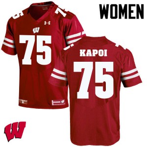 Women's Wisconsin Badgers Micah Kapoi #75 Stitched Red Jerseys 574578-541