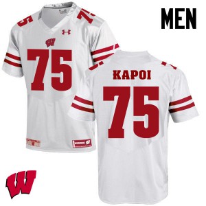 Men's Wisconsin Badgers Micah Kapoi #75 White Official Jersey 666963-283