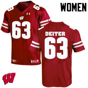 Womens Wisconsin Badgers Michael Deiter #63 Red Official Jersey 995253-933