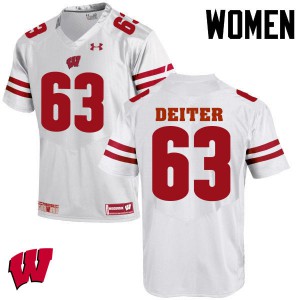 Women Wisconsin Badgers Michael Deiter #63 White High School Jersey 170504-441