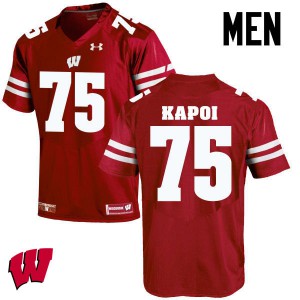 Mens Wisconsin Badgers Micha Kapoi #75 Player Red Jersey 921896-823