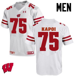 Men Wisconsin Badgers Micha Kapoi #75 White Stitch Jersey 456540-101