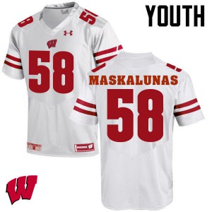 Youth Wisconsin Badgers Mike Maskalunas #58 White Embroidery Jersey 266522-449